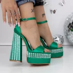 Sandale Dama cu Toc si Platforma 3XKK159 Verde » meishop.life