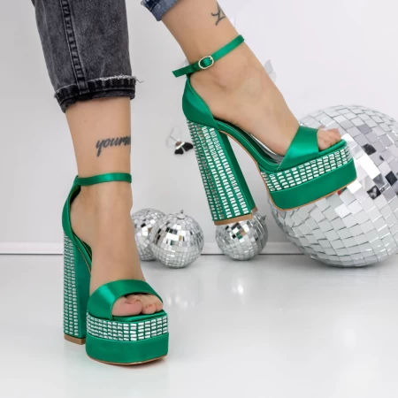 Sandale Dama cu Toc si Platforma 3XKK159 Verde » meishop.life