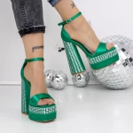 Sandale Dama cu Toc si Platforma 3XKK159 Verde » meishop.life