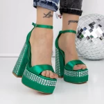 Sandale Dama cu Toc si Platforma 3XKK159 Verde » meishop.life