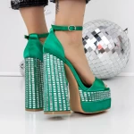 Sandale Dama cu Toc si Platforma 3XKK159 Verde » meishop.life