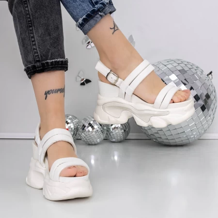 Sandale Dama cu Platforma 3WL260 Alb » meishop.life