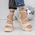 Sandale Dama cu Platforma 3WL259 Bej » meishop.life