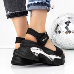 Sandale Dama cu Platforma 3WL222 Negru » meishop.life