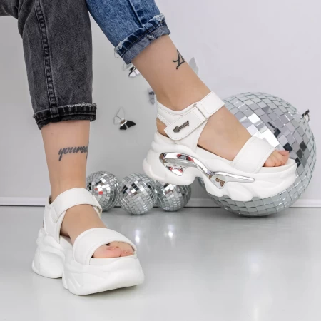 Sandale Dama cu Platforma 3WL222 Alb » meishop.life