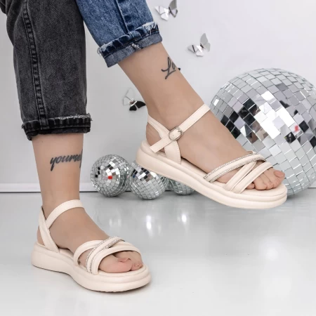 Sandale Dama cu Talpa Joasa 3AW293 Bej » meishop.life