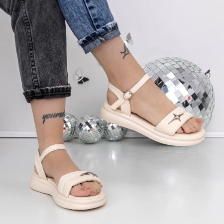 Sandale Dama cu Talpa Joasa 3AW292 Bej » meishop.life