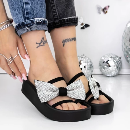 Papuci Dama cu Talpa Joasa 3JF38 Negru » meishop.life
