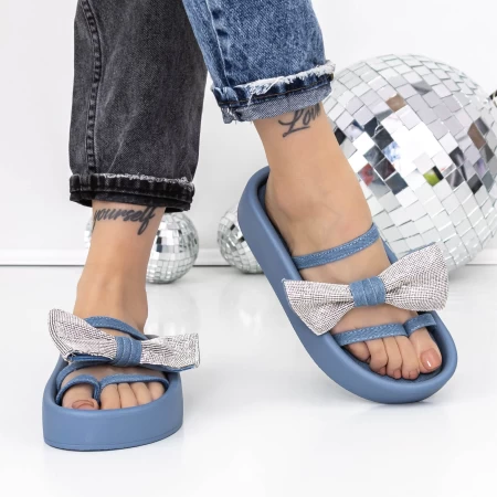 Papuci Dama cu Talpa Joasa 3JF38 Albastru » meishop.life