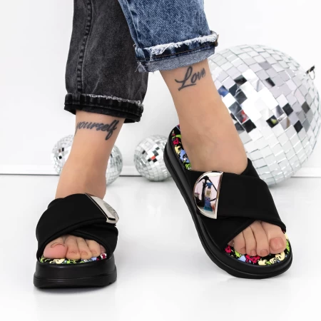 Papuci Dama cu Platforma 3HXS80 Negru » meishop.life