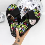 Papuci Dama cu Platforma 3HXS80 Negru » meishop.life
