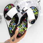 Papuci Dama cu Platforma 3HXS80 Alb » meishop.life