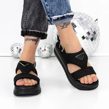 Sandale Dama cu Platforma 3HXS78 Negru » meishop.life