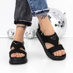 Sandale Dama cu Platforma 3HXS78 Negru » meishop.life