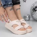 Sandale Dama cu Platforma 3HXS78 Bej » meishop.life