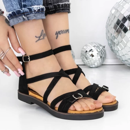 Sandale Dama cu Talpa Joasa 3H29 Negru » meishop.life