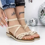 Sandale Dama cu Talpa Joasa 3H29 Bej » meishop.life