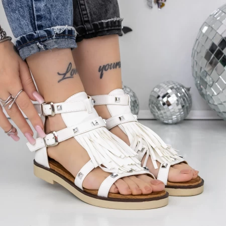 Sandale Dama cu Talpa Joasa 3H27 Alb » meishop.life
