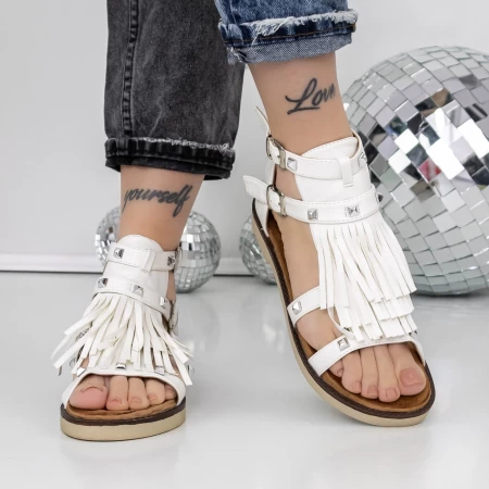 Sandale Dama cu Talpa Joasa 3H27 Alb » meishop.life