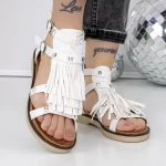 Sandale Dama cu Talpa Joasa 3H27 Alb » meishop.life