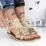 Sandale Dama cu Talpa Joasa 3H27 Bej » meishop.life