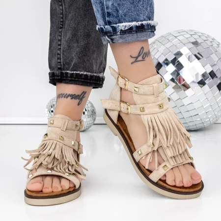 Sandale Dama cu Talpa Joasa 3H27 Bej » meishop.life