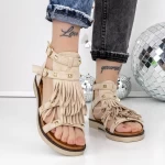 Sandale Dama cu Talpa Joasa 3H27 Bej » meishop.life