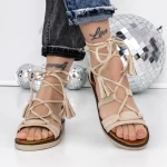 Sandale Dama cu Talpa Joasa 3H28 Bej » meishop.life