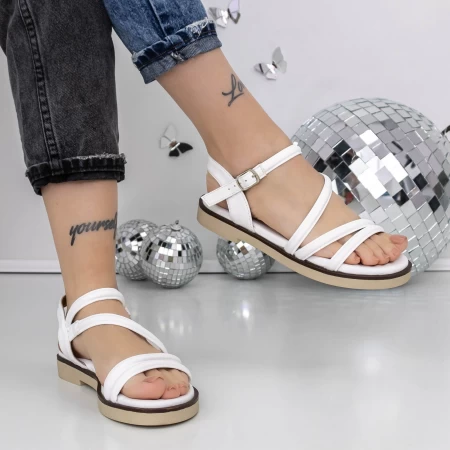 Sandale Dama cu Talpa Joasa 3H26 Alb » meishop.life