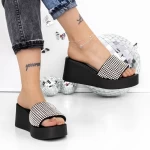 Papuci Dama cu Platforma 3GZ52 Negru-Alb » meishop.life