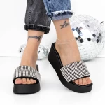 Papuci Dama cu Platforma 3GZ52 Negru-Alb » meishop.life
