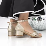 Sandale Dama cu Toc Gros 3XKK98 Auriu » meishop.life