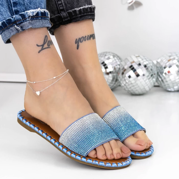 Papuci Dama cu Talpa Joasa 3BL1 Albastru » meishop.life