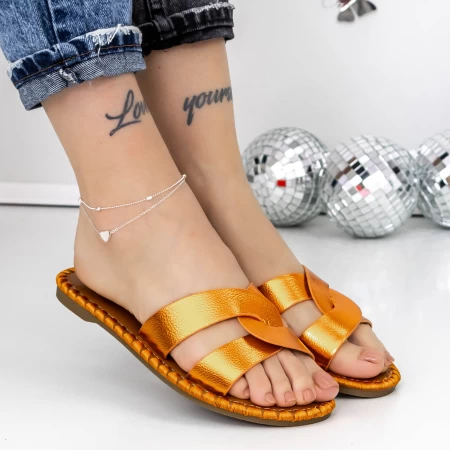 Papuci Dama cu Talpa Joasa 3BL2 Portocaliu » meishop.life