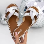 Papuci Dama cu Talpa Joasa 3BL2 Argintiu » meishop.life