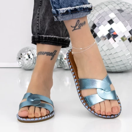Papuci Dama cu Talpa Joasa 3BL2 Albastru » meishop.life