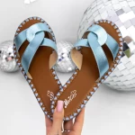 Papuci Dama cu Talpa Joasa 3BL2 Albastru » meishop.life