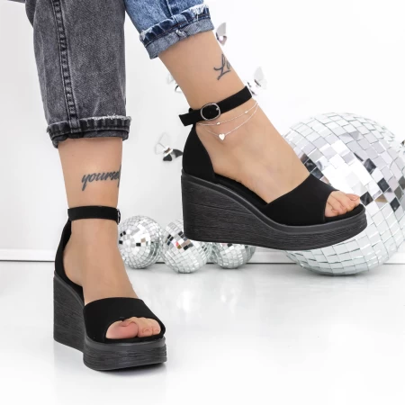 Sandale Dama cu Platforma 3Y20 Negru » meishop.life