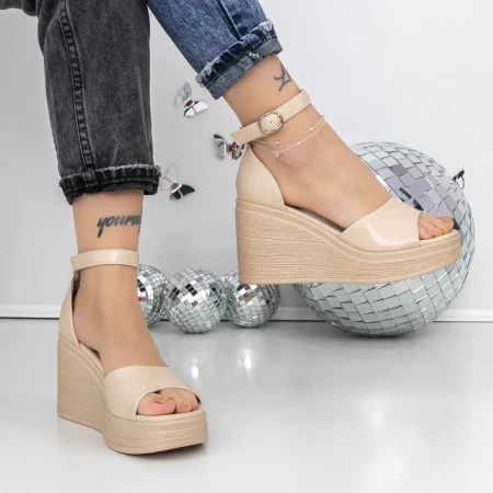 Sandale Dama cu Platforma 3Y20 Bej » meishop.life