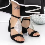 Sandale Dama cu Toc Gros 3XKK105 Negru » meishop.life
