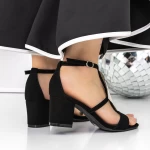 Sandale Dama cu Toc Gros 3XKK105 Negru » meishop.life