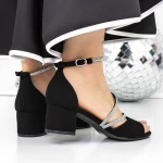 Sandale Dama cu Toc Gros 3XKK115 Negru » meishop.life