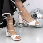 Sandale Dama cu Toc Gros 3XKK115 Alb » meishop.life