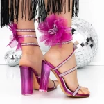 Sandale Dama cu Toc Gros 3XKK150 Rose » meishop.life