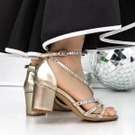 Sandale Dama cu Toc Gros 3XKK153 Auriu » meishop.life