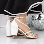 Sandale Dama cu Toc Gros 3XKK153 Alb » meishop.life
