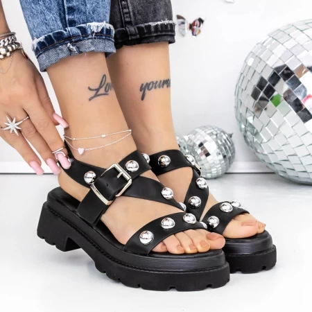 Sandale Dama cu Platforma 3LE39 Negru » meishop.life