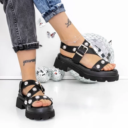 Sandale Dama cu Platforma 3LE39 Negru » meishop.life