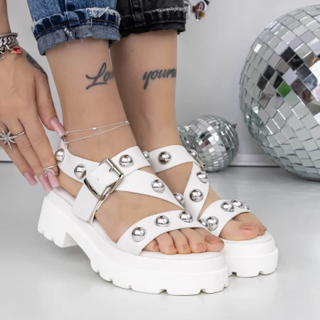 Sandale Dama cu Platforma 3LE39 Alb » meishop.life