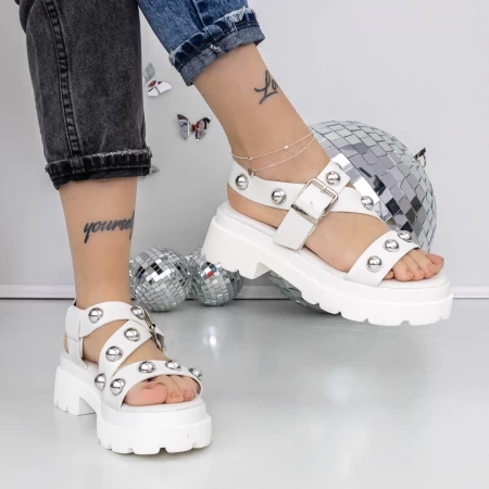 Sandale Dama cu Platforma 3LE39 Alb » meishop.life